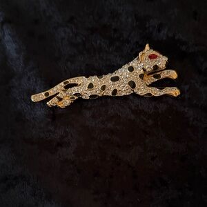 Leopard Bejeweled Pin Brooch